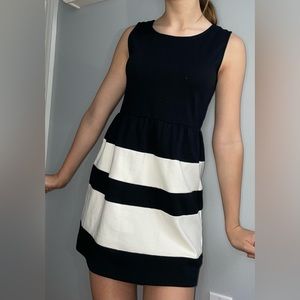 black and white striped dress